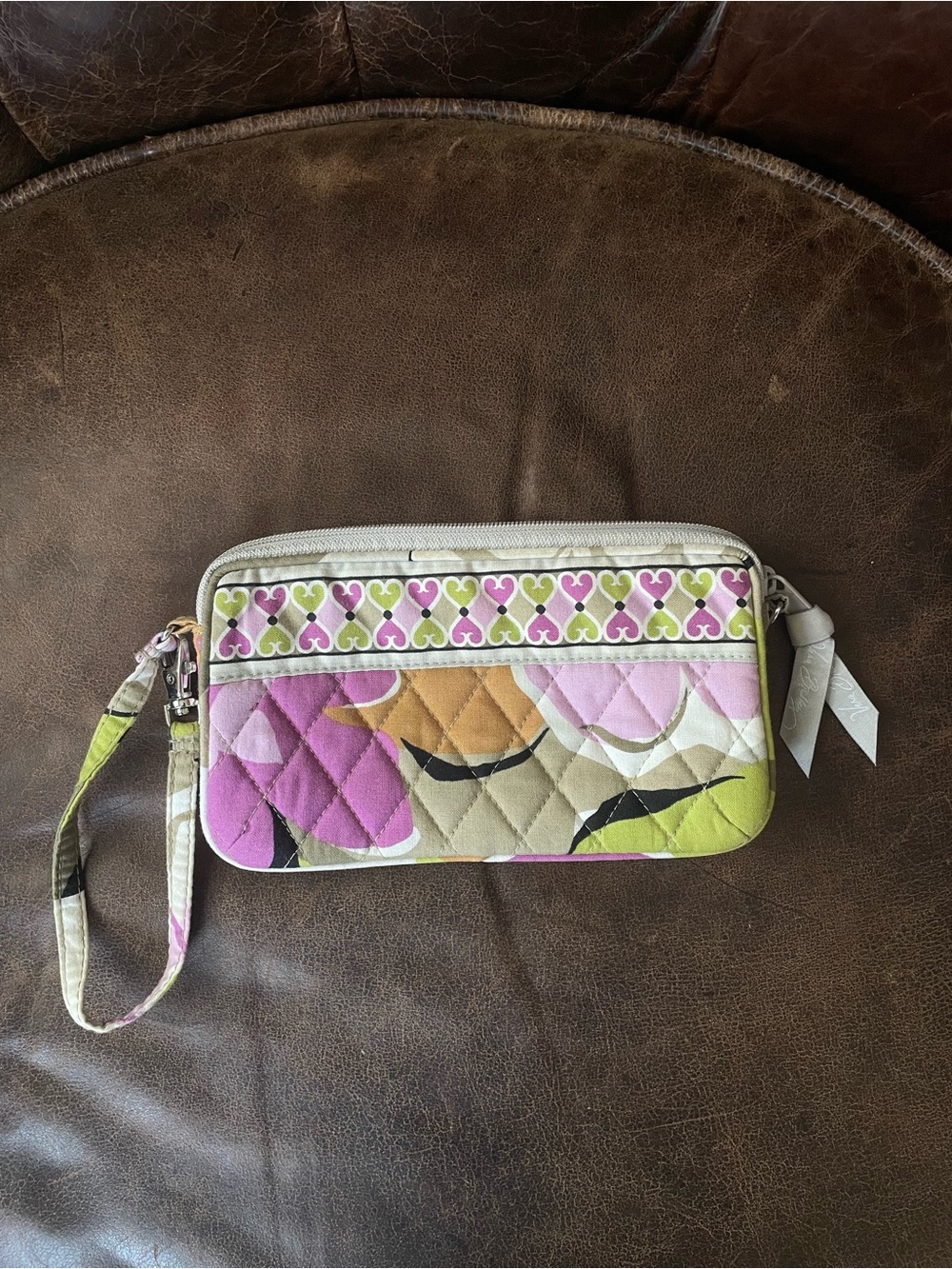 Vera Bradley Quilted Floral Wristlet Wallet - Pink & Green
